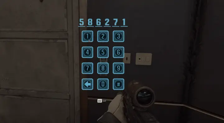 Keypad · digits turn blue when the code is right